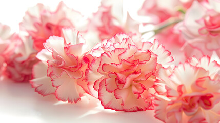 Fototapeta premium Stack Carnation flowers on white background : Generative AI