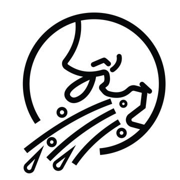 recommend clip art: Human sneeze and cough with snot and saliva coming out from nose and mouth icon illustration with black outline. Simple flat cartoon art styled drawing.