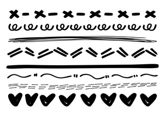 Doodle sketch underline scribble line collection design vector