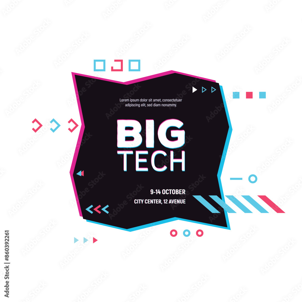 Poster futuristic stereoscopic abstract text box for banner. futuristic sci-fi hud element. hi-tech cyberpu