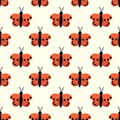 Fototapeta premium Seamless Pattern with red butterfly. Abstract ornament design wings. Insect wallpaper. Vector illustration background.