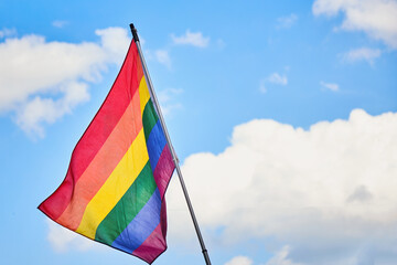 Rainbow Pride Flag. A vibrant scene featuring a pride flag