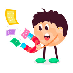 Trendy flat sticker of magnet attraction 