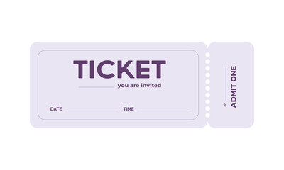Ticket template. Ticket mockup. Purple ticket. Pass. 