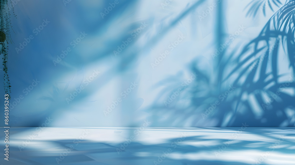 Poster abstract blue color gradient studio background for product presentation empty room with shadows of w