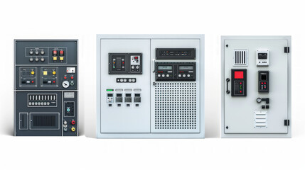 Generator Control Panels: Panels for regulating generator functions and output isolated on white background