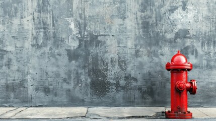 Firefighter Concept with Hydrant on Wall and Space for Copy