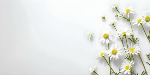 Elegant Feverfew Flowers on White Background. Concept Flower Photography, Elegant Blooms, White Background, Feverfew Flowers