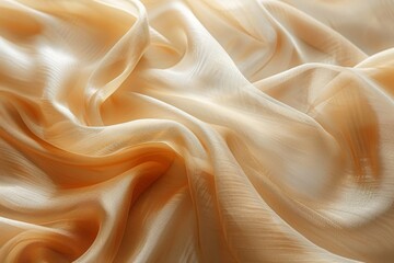 Fototapeta premium Closeup of a Soft, Wrinkled, Beige Sheer Fabric