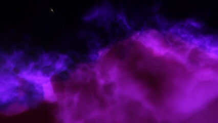 A blue and purple space background with stars and a galaxy