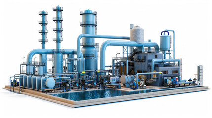 Pumping Stations: Stations for pumping water or other fluids throughout the plant isolated on white background