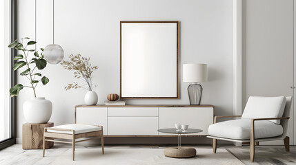 Frame Mockup in Vintage Farmhouse: A farmhouse-style living room with a distressed wooden frame holding an ISO A2 poster. Rustic furniture and vintage decor elements fill the space.