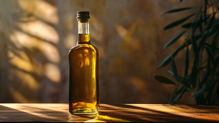 glass bottle of oil