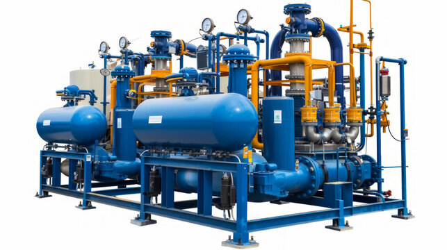 Deaerator Systems: Systems for removing dissolved gases from feedwater isolated on white background