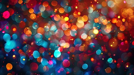 Vibrant Carnival Atmosphere: Colorful Balloons, Confetti, Streamers, and Glowing Red and Blue Lights