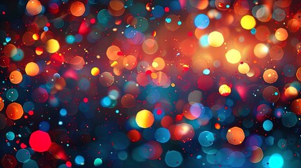 Vibrant Carnival Atmosphere: Colorful Balloons, Confetti, Streamers, and Glowing Red and Blue Lights