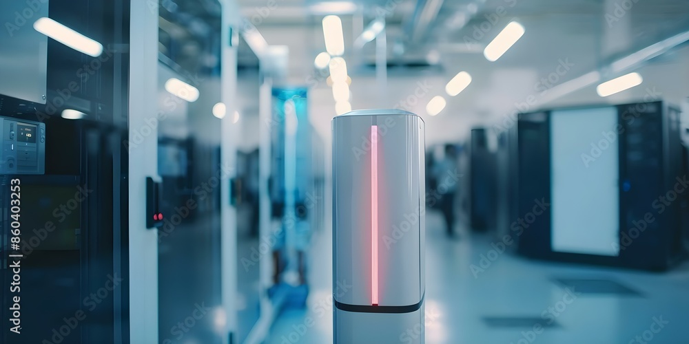 Poster revolutionizing manufacturing with lightning the cutting-edge edge computing tower. concept manufact