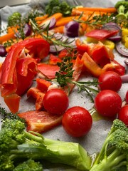 fresh vegetables, ready for oven