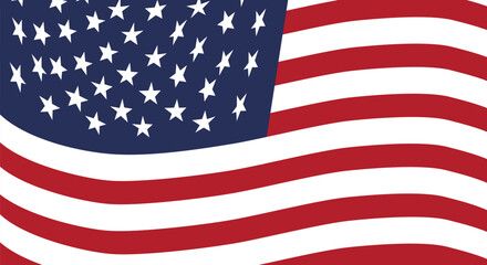 Fototapeta premium Flat waving american flag background