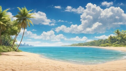 Fototapeta premium beach with palm trees