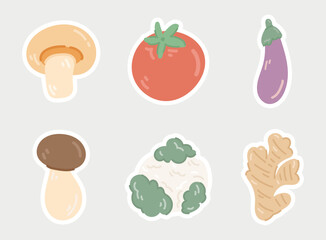Fresh vegetables set. Cartoon vegetable illustration