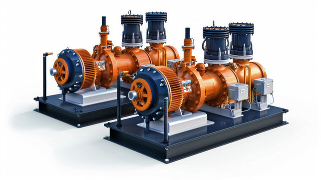 Cooling Water Pumps: Pumps for circulating cooling water through heat exchangers isolated on white background