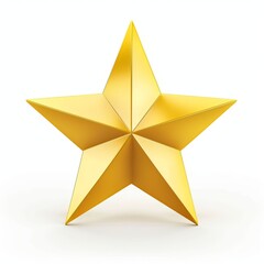 Fototapeta premium Golden Five-Pointed Star on White Background