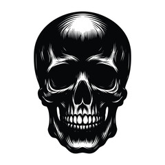 Black and white human skull silhouette vector illustration isolated on white background