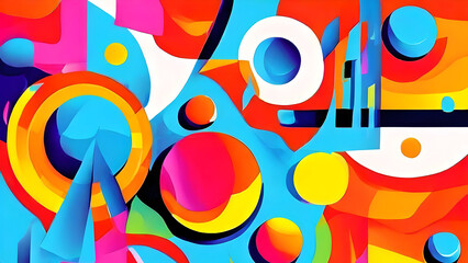 Fototapeta premium Modernist collages combining various visual elements in a pop-up style. Whimsical Colorful Ballet Abstract Geometry Epic Chromatic Symphony Abstract Design Extravaganza. abstract design with splashes