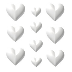 3D white hearts