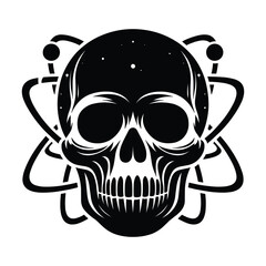 Black and white human skull silhouette vector illustration isolated on white background