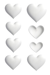 3D white hearts