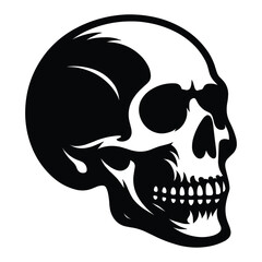 Black and white human skull silhouette vector illustration isolated on white background