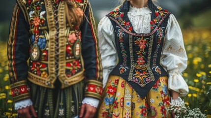 the traditional folk costume of Norway, worn by both men and women for special occasions such as weddings, festivals, and holidays.