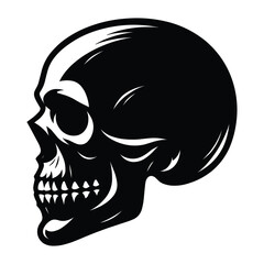 Black and white human skull silhouette vector illustration isolated on white background