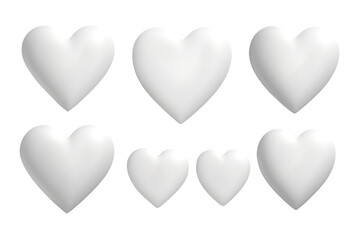 3D white hearts