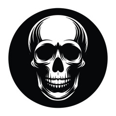 Black and white human skull silhouette vector illustration isolated on white background