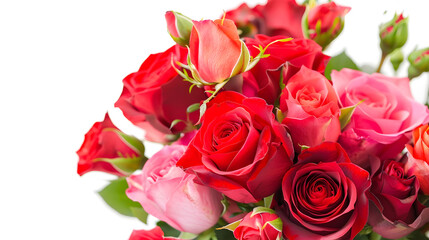 Naklejka premium Colorful flower bouquet from red roses isolated on white background Closeup : Generative AI