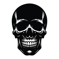 Black and white human skull silhouette vector illustration isolated on white background