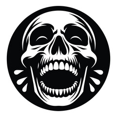 Black and white human skull silhouette vector illustration isolated on white background