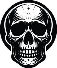 Black and white human skull silhouette vector illustration isolated on white background