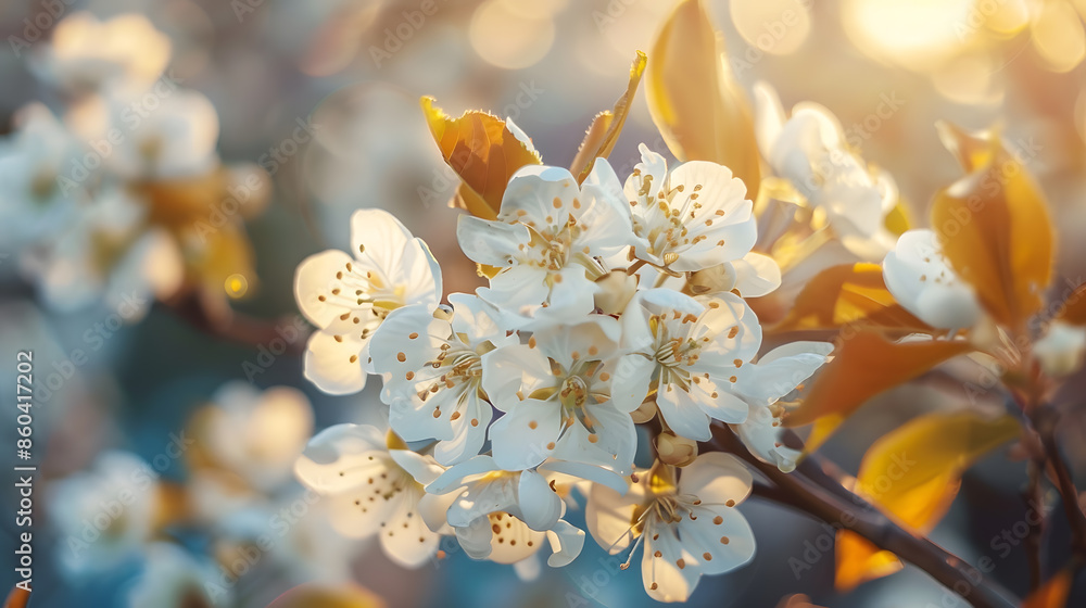 Poster Blossom tree over nature background Spring flowersSpring Background : Generative AI