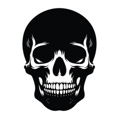 Black and white human skull silhouette vector illustration isolated on white background