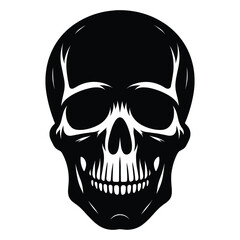 Fototapeta premium Black and white human skull silhouette vector illustration isolated on white background