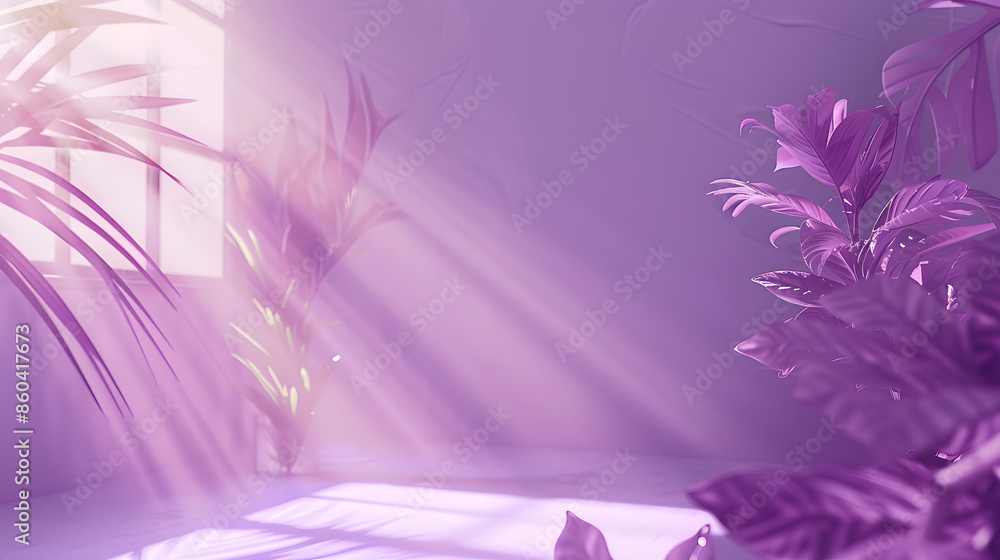 Poster abstract purple studio background for product presentation empty room with shadows of window and flo