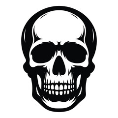 Black and white human skull silhouette vector illustration isolated on white background
