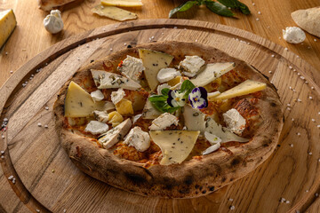 Artisanal four-cheese pizza