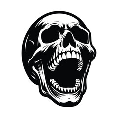Black and white human skull silhouette vector illustration isolated on white background