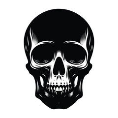 Black and white human skull silhouette vector illustration isolated on white background