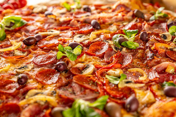 Delicious pizza with pepperoni